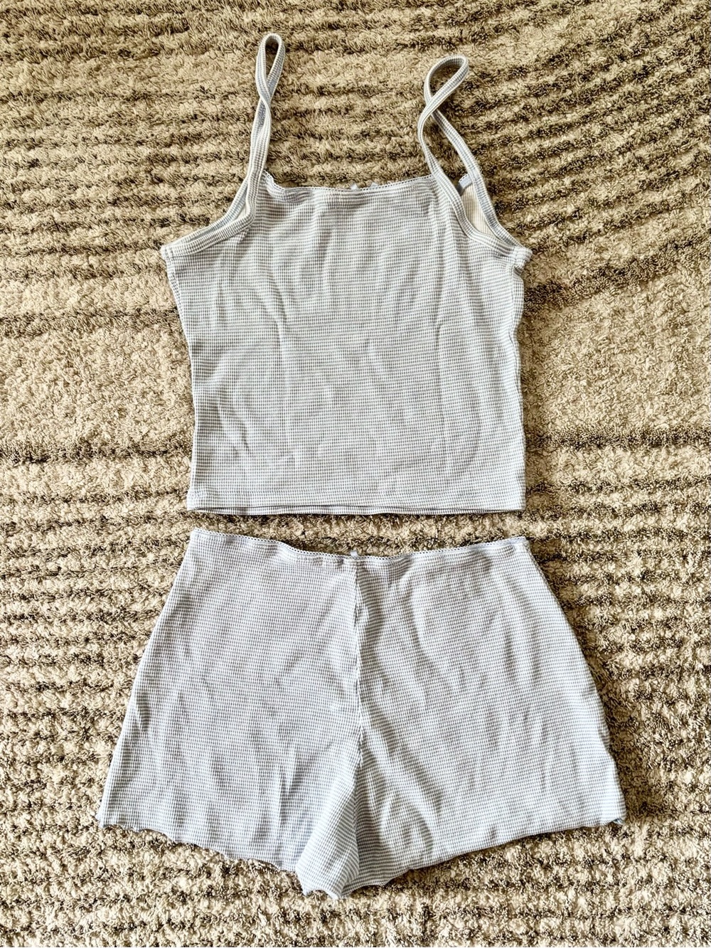 H&M Light Blue Ribbed Cami & Short Sleep Set - Picture 4 of 5